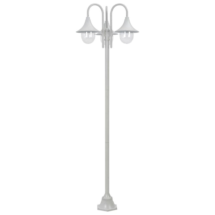 Garden Post Light E Aluminium -Lantern White