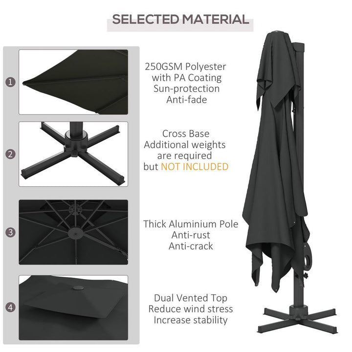 Outsunny (m)Garden Parasol Patio Umbrella w/ Hydraulicechanism Dual Top Grey