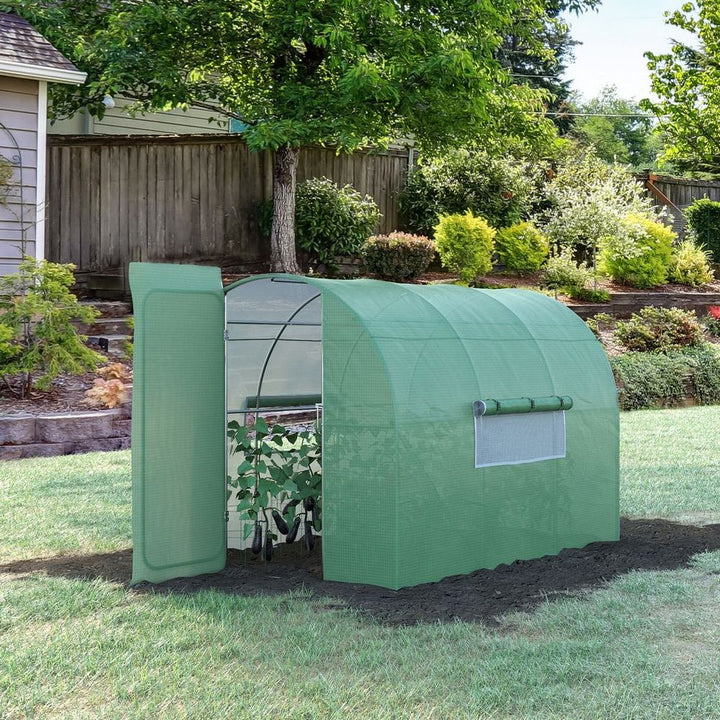 Outsunny x Reinforced Walk-in Polytunnel Garden Greenhouse Steel Frame