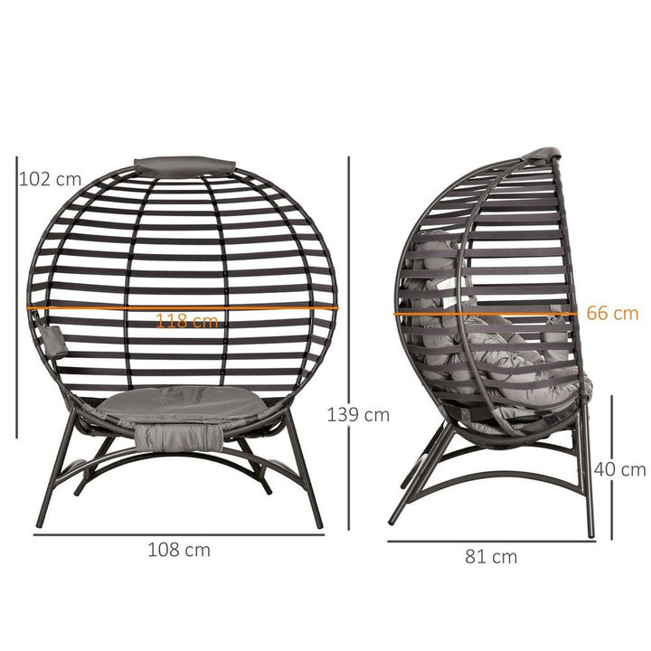 Egg Chair w/ Cushion Steel Frame and Side Pocket for Indoor Outdoor