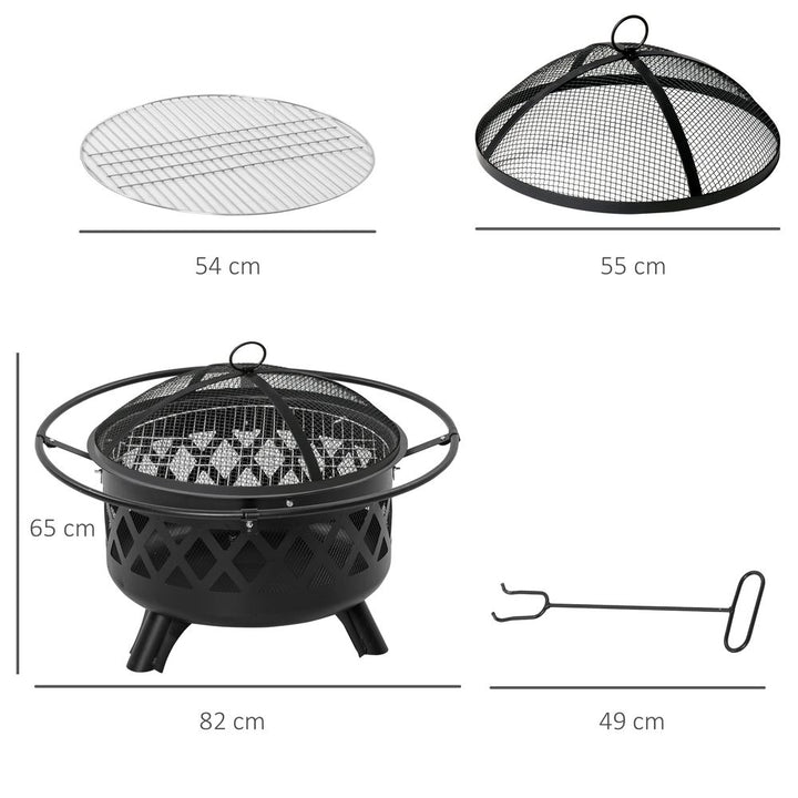 -in- Outdoor Fire Pit BBQ Grill, Patio Heater Log Wood Charcoal Burner,