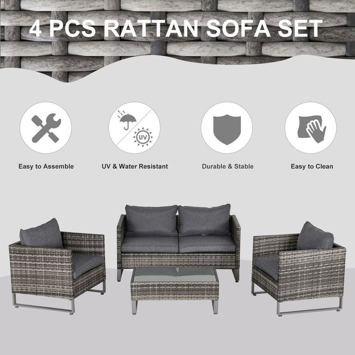  PE Rattan Wicker Outdoor Dining Set Sofa Chairs Table Cushions