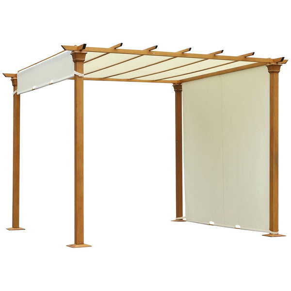 Outsunny Steel Frame Retractable Outdoor Garden Pergola Beige