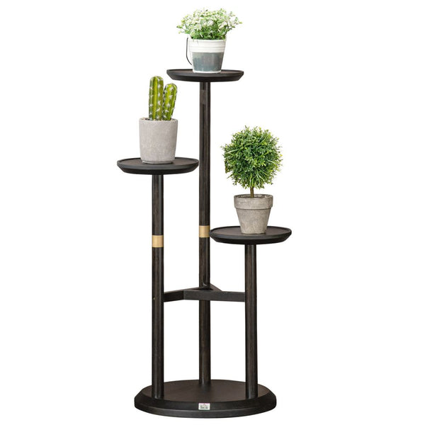  Tiered Plant Stand, Bamboo Plant Shelf for Indoor & Outdoor, Dark Walnut