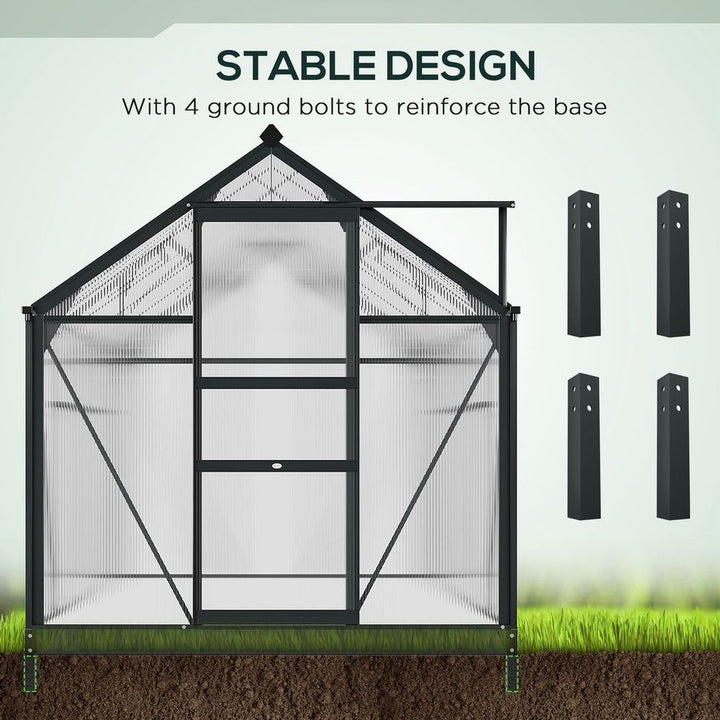 Polycarbonate Walk-In Garden Greenhouse Aluminium Frame w/ Slide Door x ft