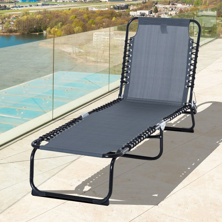 Foldable Sun Lounger Deck Beach Reclining Seat Bed Garden Chair Outsunny