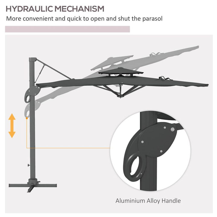 Outsunny (m)Garden Parasol Patio Umbrella w/ Hydraulicechanism Dual Top Grey