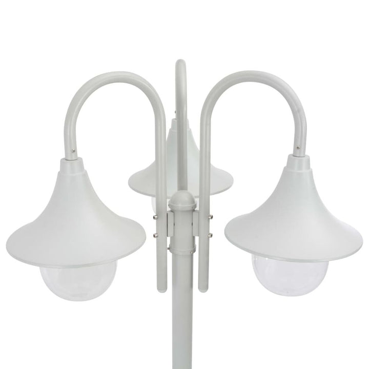 Garden Post Light E Aluminium -Lantern White