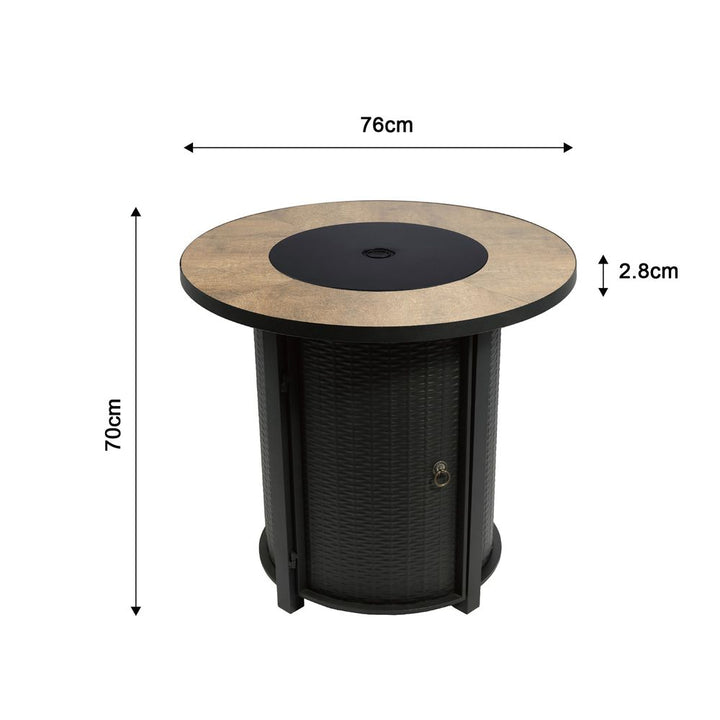 Outdoor Garden Round Gas Fire Pit Table Heater, Lava Rocks & Cover