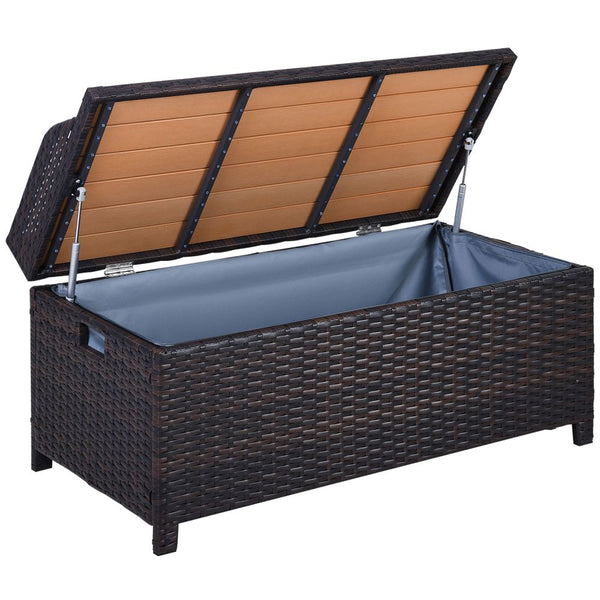 Rattan Garden Storage, Brown / Cabinet Cushion Box Chest