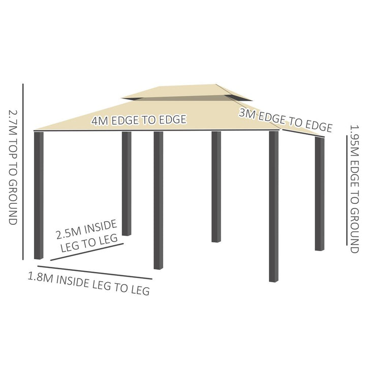  x Outdoor Tent Garden Pavilion LED Solar Light Steel Frame, Khaki