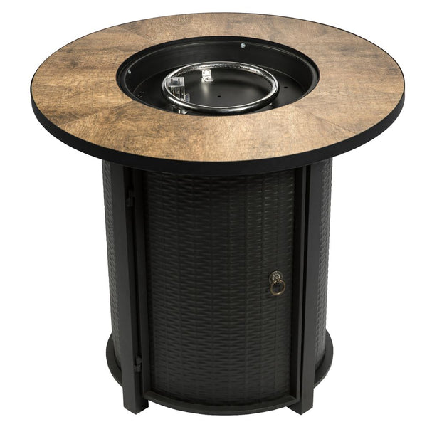 Outdoor Garden Round Gas Fire Pit Table Heater, Lava Rocks & Cover