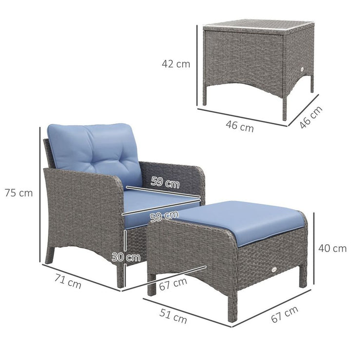 Outsunny Pieces Outdoor Patio Furniture Set Wicker Conversation Set Blue