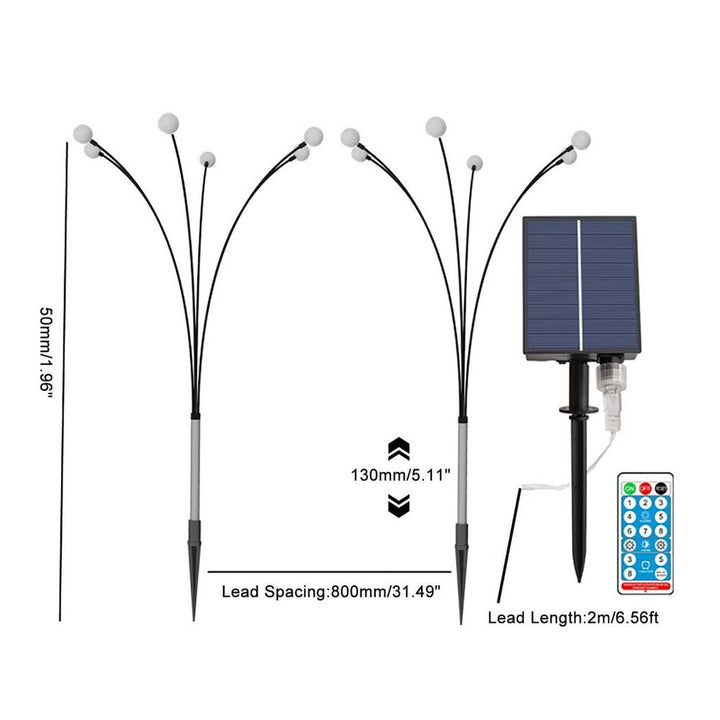 Outdoor Solar LED Firefly Swaying Lawn Light Waterproof Garden Landscape Lamp