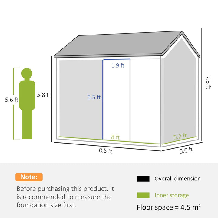 Outsunny xftetal Garden Shed Outdoor Storage Shed w/ Doors Window, Grey