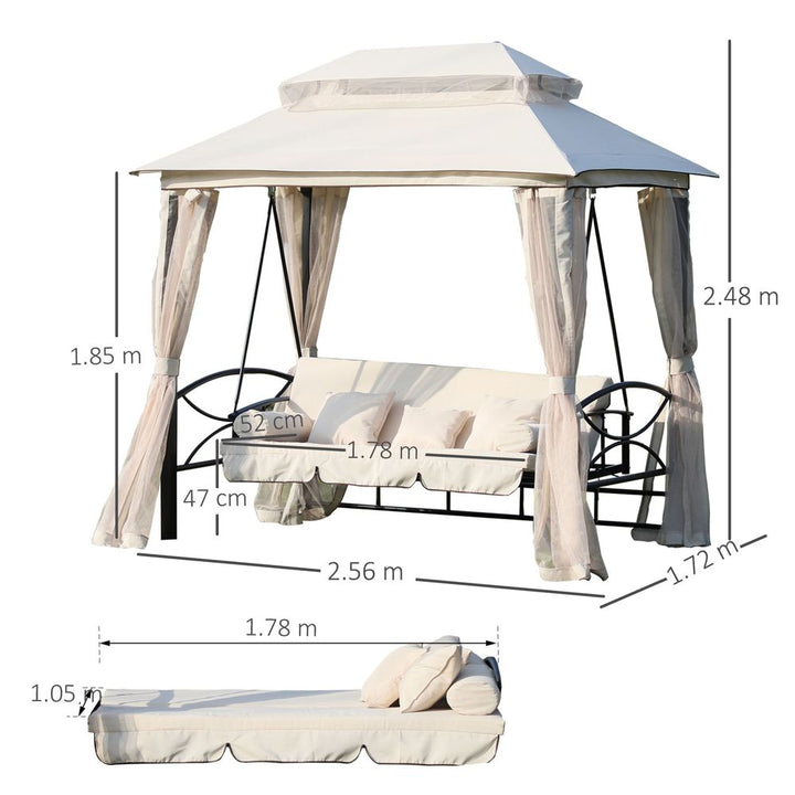 Outdoor -in- Convertible Swing Chair Bed Seater Porch w/Nettings