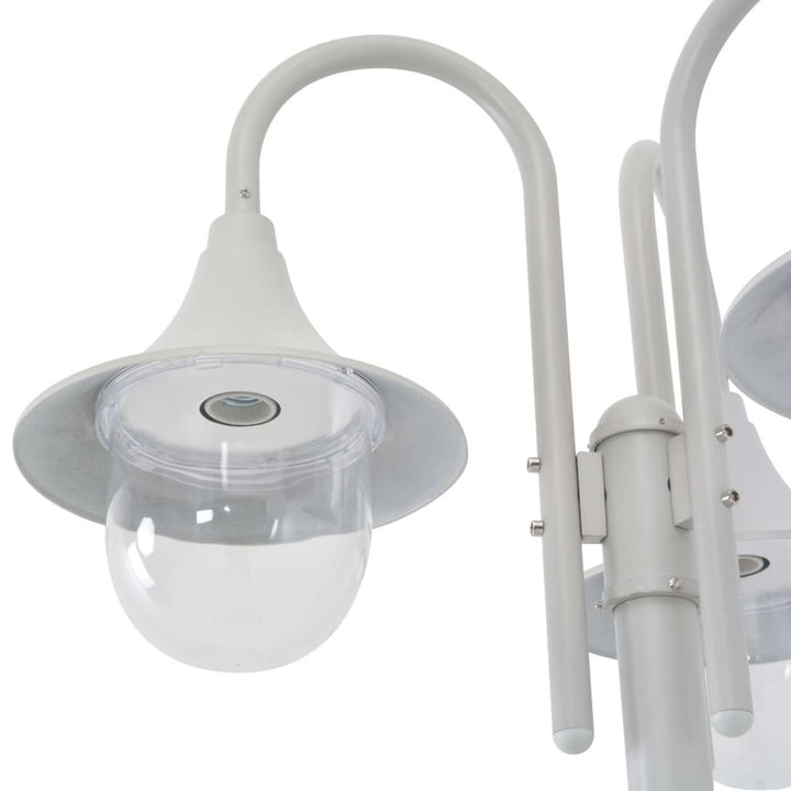 Garden Post Light E Aluminium -Lantern White