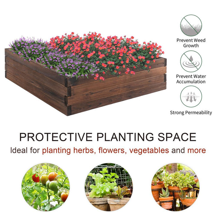 Wooden Raised Garden Bed Planter Grow Containers Pot .