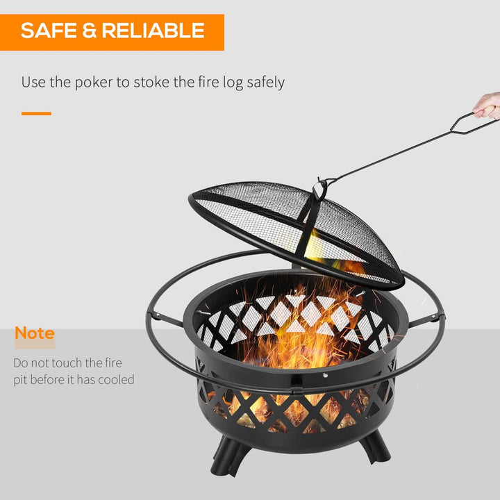 -in- Outdoor Fire Pit BBQ Grill, Patio Heater Log Wood Charcoal Burner,