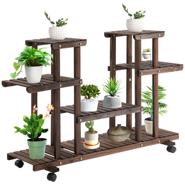 Movable -Tier Garden Holder Display Shelf Outdoor Flower Display Stand