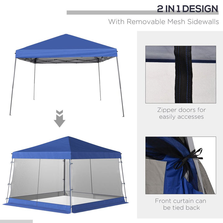 Outsunny .m x .m Pop Up Steel Frame Garden Gazebo Blue