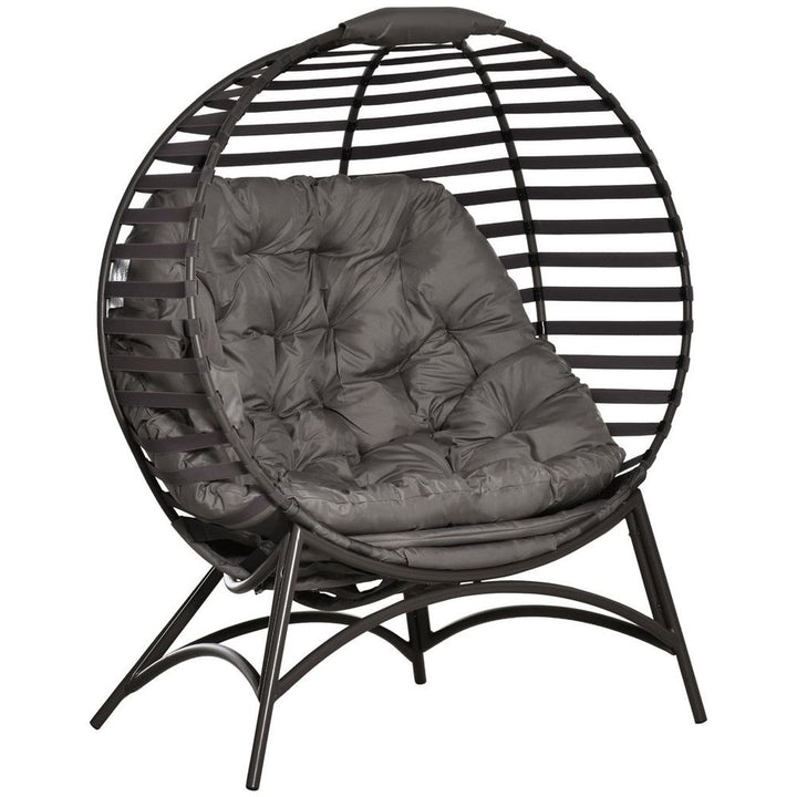 Egg Chair w/ Cushion Steel Frame and Side Pocket for Indoor Outdoor