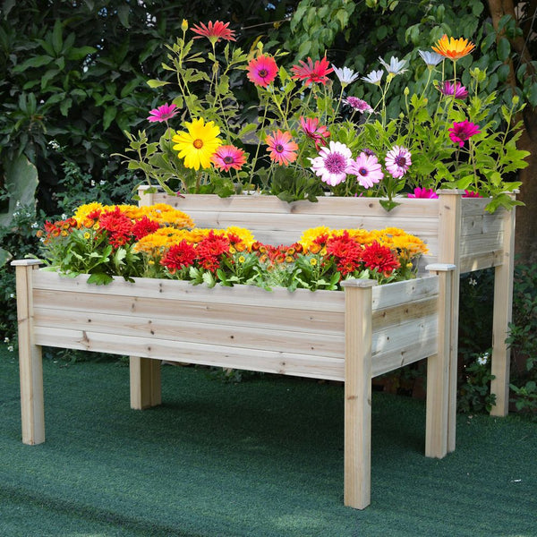 Fir Wood -Piece Raised Planter Flower Bed