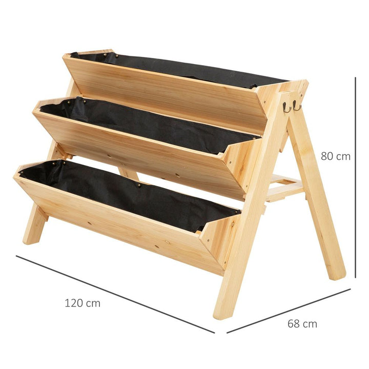  Tier Wooden Stand Vertical Plant Bed Storage & Clapboard & Hooks, 