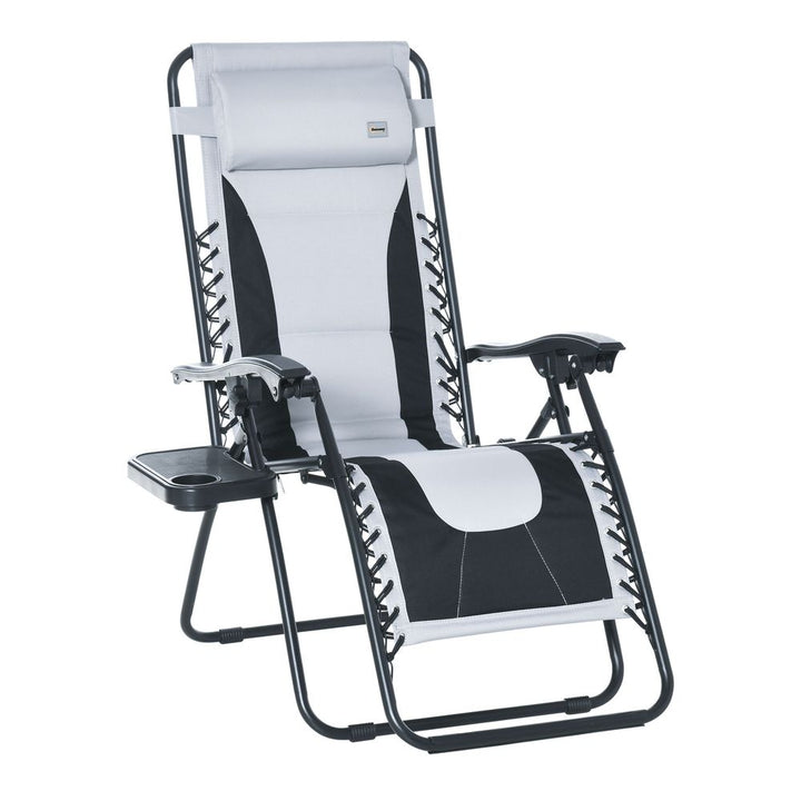 Zero Gravity Folding Recliner, Cup Holder, Adjustable Light Grey